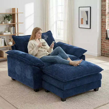 Poltrona a sacco oversize in ciniglia EHMKNP con pouf