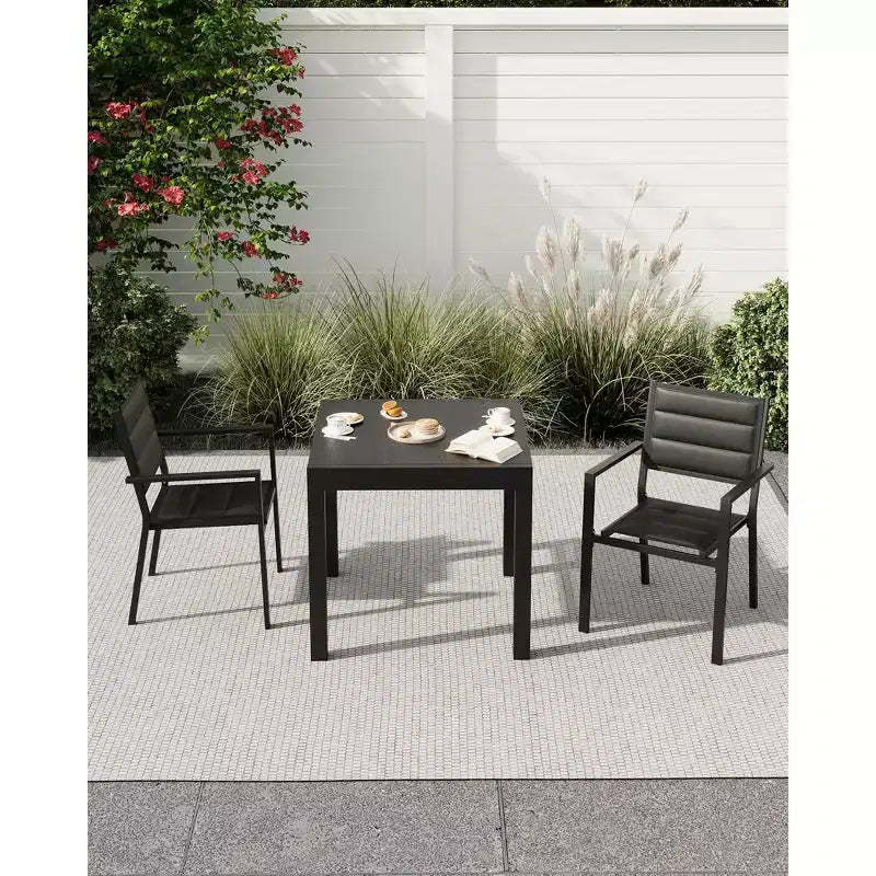 Table à manger extérieure extensible en aluminium imitation bois - Rectangulaire, résistante à la rouille, 6 places