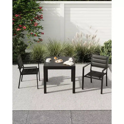 Table à manger extérieure extensible en aluminium imitation bois - Rectangulaire, résistante à la rouille, 6 places