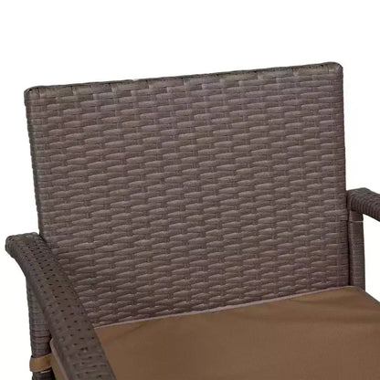 Outsunny Set 3 Pezzi in Rattan e Vimini, Tavolo con Top Effetto Legno e 2 Sgabelli da Bar per Esterni, Patio, Bordo Piscina, Giardino