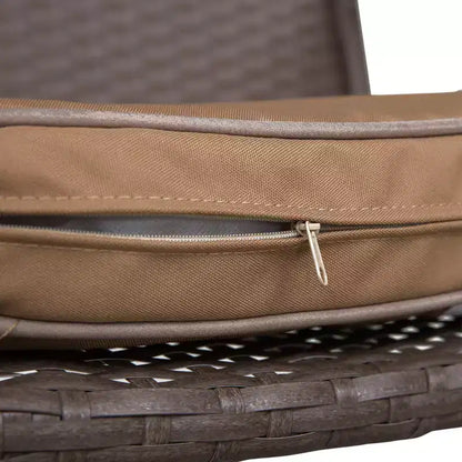 Outsunny Set 3 Pezzi in Rattan e Vimini, Tavolo con Top Effetto Legno e 2 Sgabelli da Bar per Esterni, Patio, Bordo Piscina, Giardino