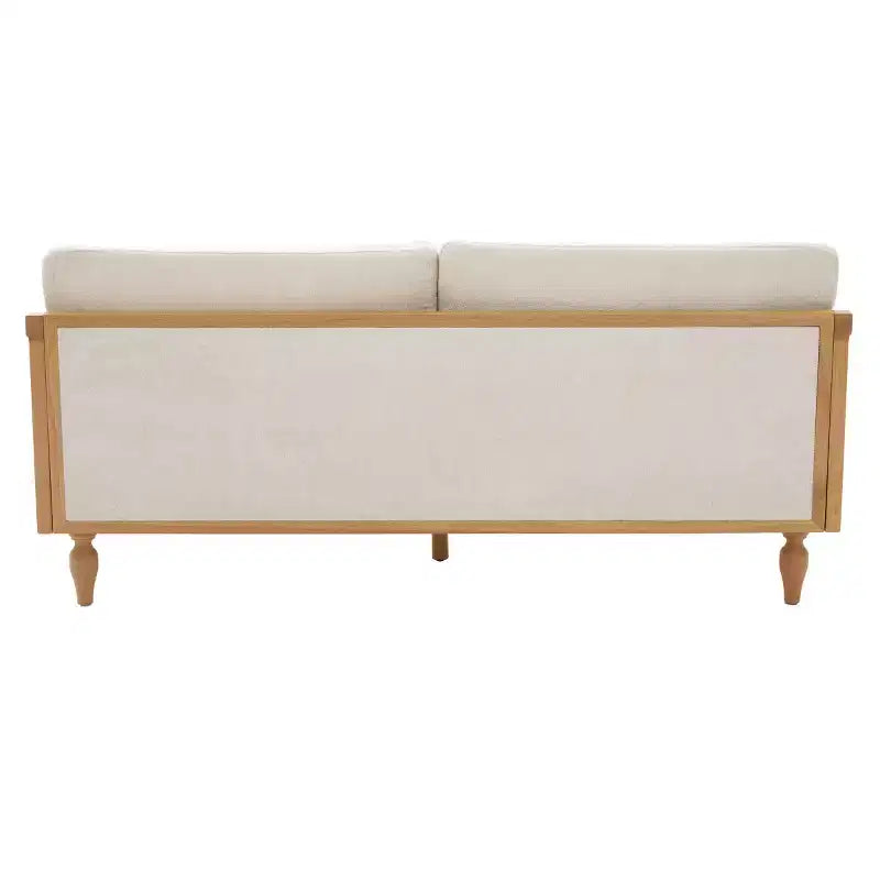 Divanetto Divano Moderno di Metà Secolo con Morbida Imbottitura, Braccioli in Rattan e Gambe in Legno, Divano a 2 Posti per Soggiorno, Camera da Letto o Appartamento-Panipeachy
