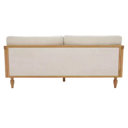 Divanetto Divano Moderno di Metà Secolo con Morbida Imbottitura, Braccioli in Rattan e Gambe in Legno, Divano a 2 Posti per Soggiorno, Camera da Letto o Appartamento-Panipeachy