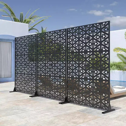 Schermo a forma di triangolo a V in acciaio zincato nero | 183A x 120L x 4P cm