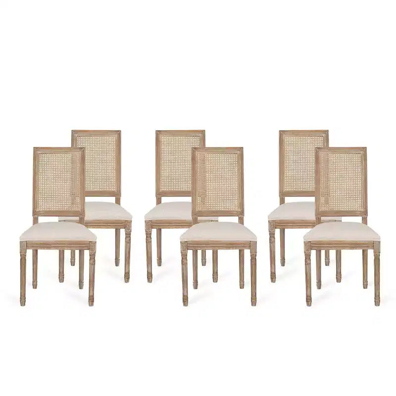 Lot de 6 chaises de salle à manger Regina en bois et cannage de style campagne française - Christopher Knight Home