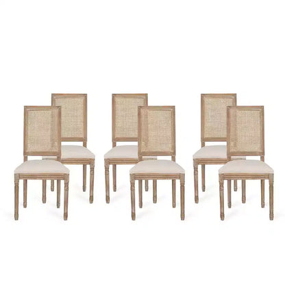 Lot de 6 chaises de salle à manger Regina en bois et cannage de style campagne française - Christopher Knight Home