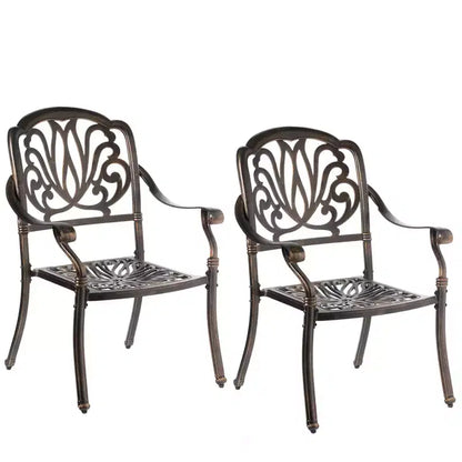 Indoor and Outdoor Bronze Dinning Set 2 Chairs with 1 Table Patio Cast Aluminum