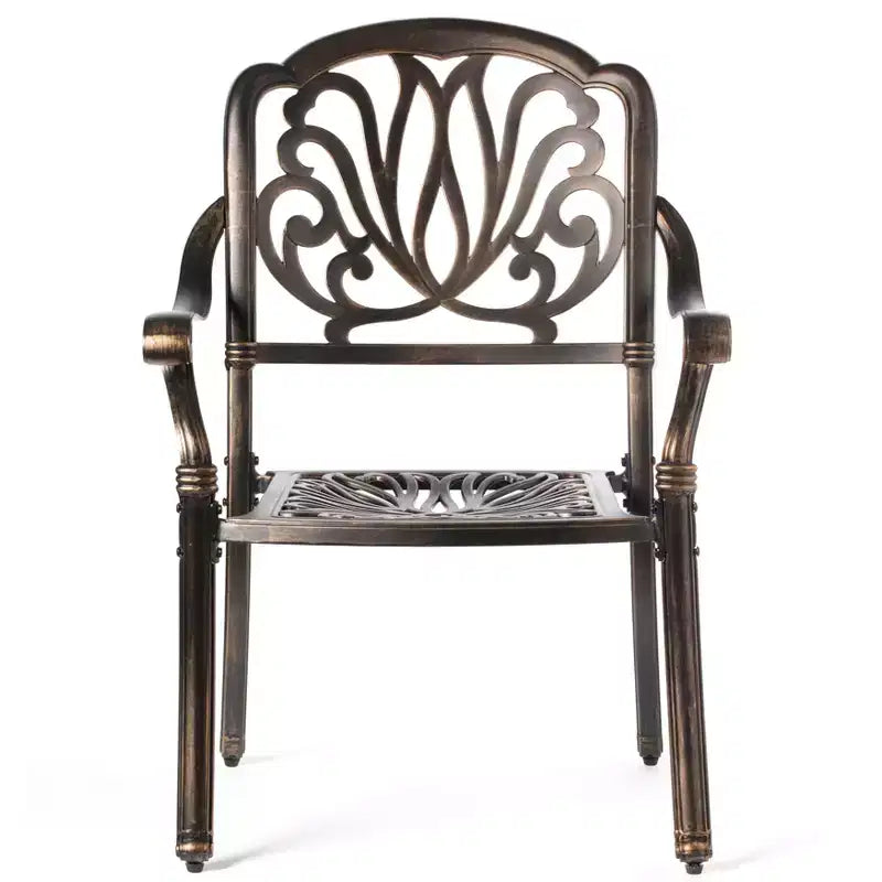 Set da pranzo in bronzo per interni ed esterni 2 sedie con 1 tavolo in alluminio pressofuso per patio