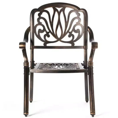 Set da pranzo in bronzo per interni ed esterni 2 sedie con 1 tavolo in alluminio pressofuso per patio