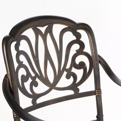 Set da pranzo in bronzo per interni ed esterni 2 sedie con 1 tavolo in alluminio pressofuso per patio