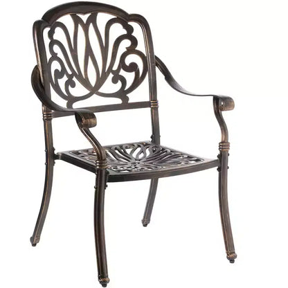 Set da pranzo in bronzo per interni ed esterni 2 sedie con 1 tavolo in alluminio pressofuso per patio