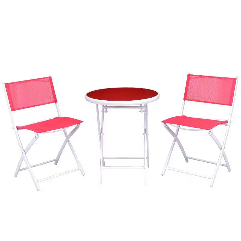 Costway Ensemble de 3 chaises de table de bistrot pliantes, mobilier de jardin, terrasse, rouge