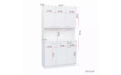 Mobile Contenitore a 6 Ante, Armadio Alto 180 cm e Mobile da Cucina con Cassetto e Ripiano Aperto, Credenza da Cucina e Mobiletto per Camera da Letto in MDF