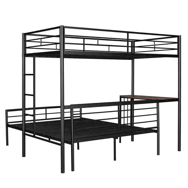 Lit superposé en métal une place sur deux places avec bureau, lit mezzanine une place avec lit inférieur double séparé pour enfants