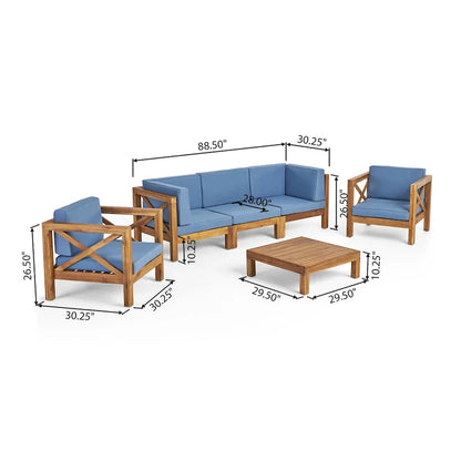 Set da conversazione Brava Outdoor a 6 pezzi in legno di acacia di Christopher Knight Home