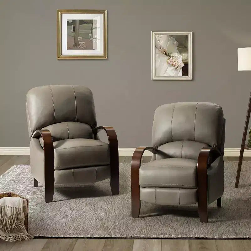 Lot de 2 fauteuils relax manuels en cuir véritable, inclinaison 159°