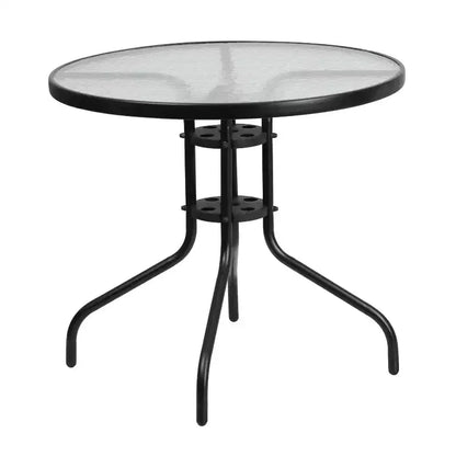 Flash Furniture Ensemble de salle à manger d'extérieur 5 pièces – Table de patio en verre trempé, 4 chaises empilables Flex Comfort