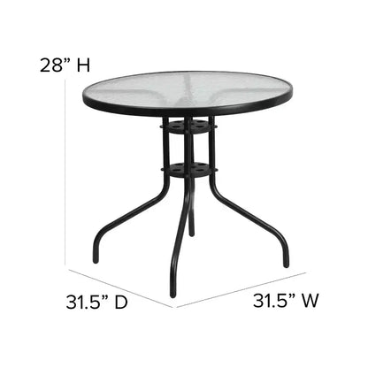 Flash Furniture Ensemble de salle à manger d'extérieur 5 pièces – Table de patio en verre trempé, 4 chaises empilables Flex Comfort