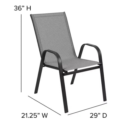 Flash Furniture Ensemble de salle à manger d'extérieur 5 pièces – Table de patio en verre trempé, 4 chaises empilables Flex Comfort