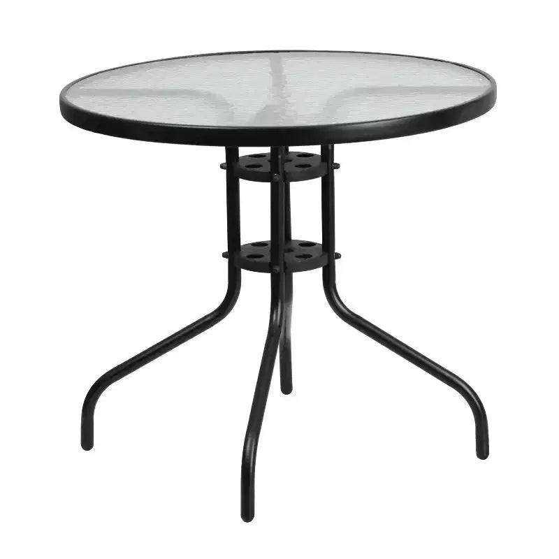Flash Furniture Ensemble de salle à manger d'extérieur 5 pièces – Table de patio en verre trempé, 4 chaises empilables Flex Comfort