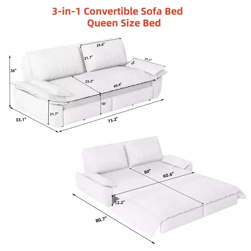 Divano Letto Convertibile Blu in Velluto, Divano Letto Estraibile 3 in 1, 3 Posti a Sedere