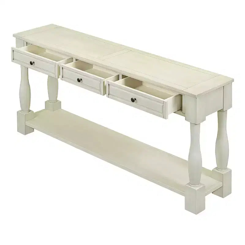 Whisen Console Longue Rectangulaire en Bois de Style Méditerranéen avec Tiroirs et Étagère