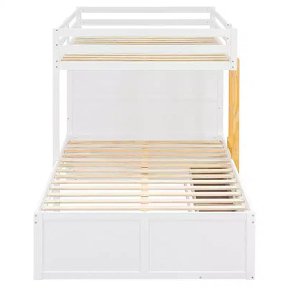 Lit superposé complet Whisen avec 2 grands tiroirs, 5 petits tiroirs et petite armoire