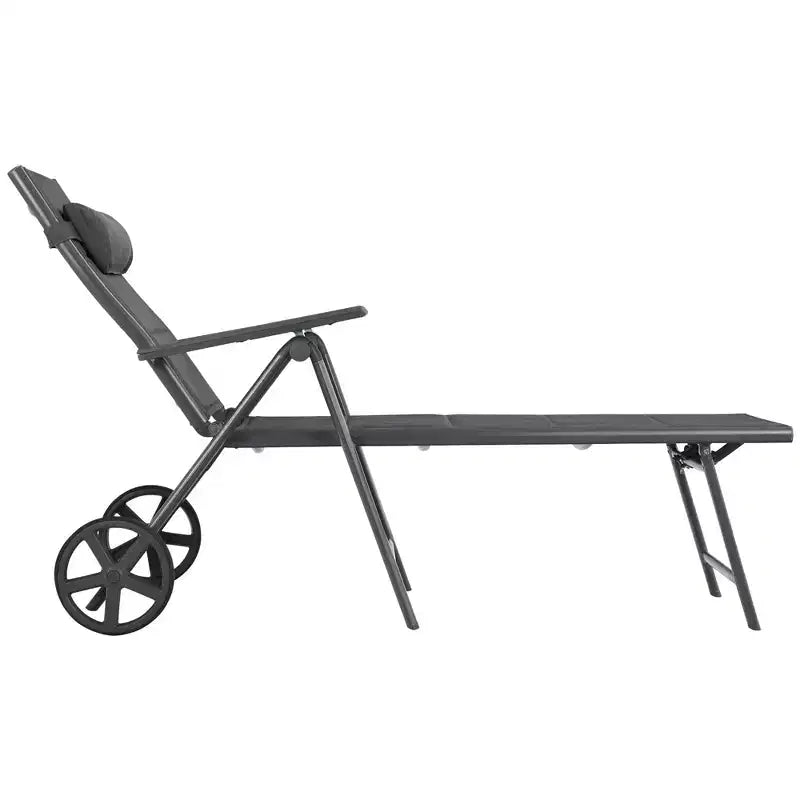 Costway Sdraio Reclinabile da Giardino Imbottita in Alluminio con Cuscino per il Collo Regolabile