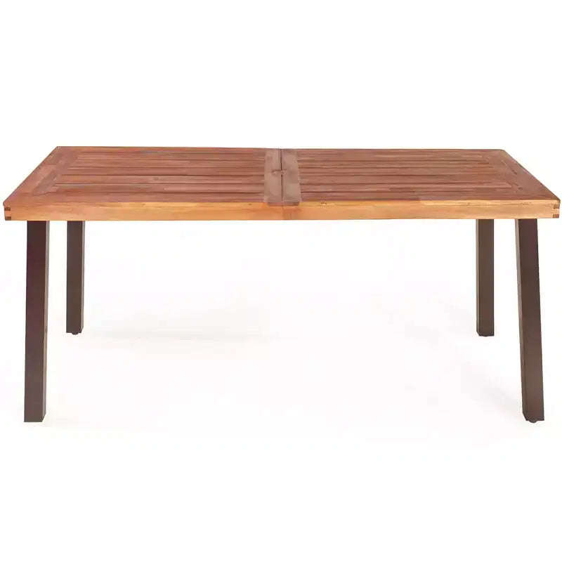 Ensemble table de pique-nique 3 pièces Costway, table et banc en bois d'acacia avec pieds en acier, pour terrasse extérieure