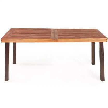 Ensemble table de pique-nique 3 pièces Costway, table et banc en bois d'acacia avec pieds en acier, pour terrasse extérieure