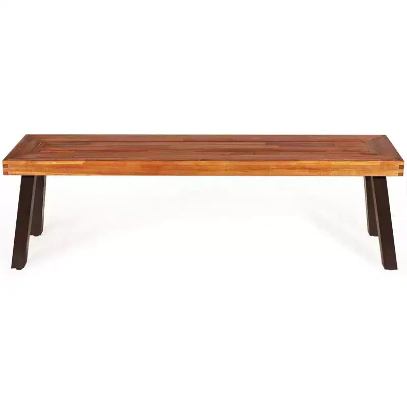 Ensemble table de pique-nique 3 pièces Costway, table et banc en bois d'acacia avec pieds en acier, pour terrasse extérieure