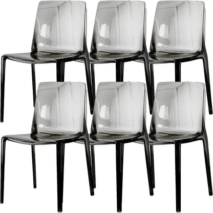 Chaise de salle à manger sans accoudoirs à dossier bas en acrylique ambre