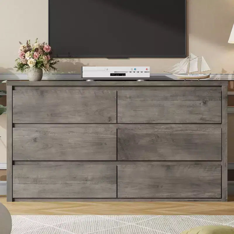 Comò Moderno Largo a 7 Cassetti per Camera da Letto, Grande Cassettiera in Legno con Organizzatore per Soggiorno, Corridoio e Ingresso