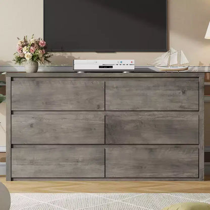 Comò Moderno Largo a 7 Cassetti per Camera da Letto, Grande Cassettiera in Legno con Organizzatore per Soggiorno, Corridoio e Ingresso