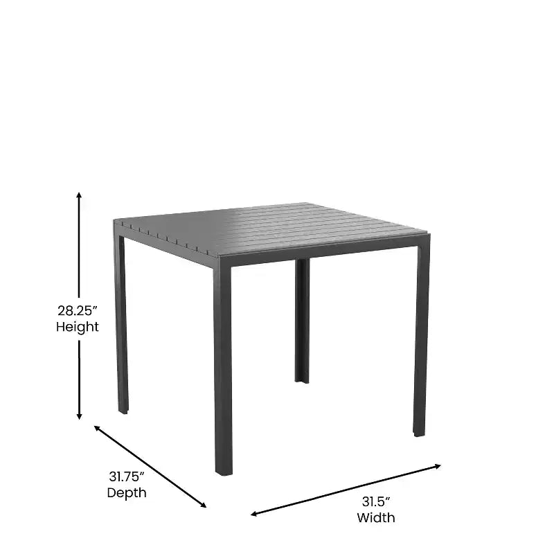 Flash Furniture Harris - Ensemble de 5 pièces de table et chaises commerciales intérieures/extérieures avec dossiers et assises à lattes en résine noire