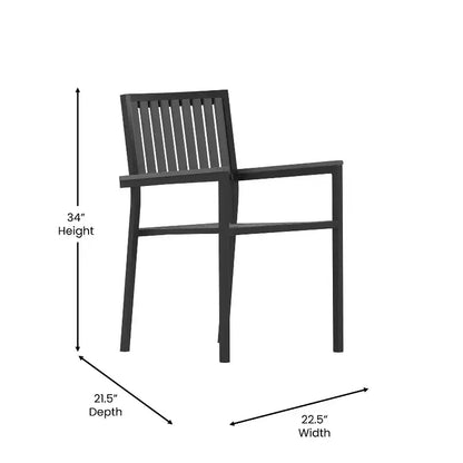Flash Furniture Harris - Ensemble de 5 pièces de table et chaises commerciales intérieures/extérieures avec dossiers et assises à lattes en résine noire
