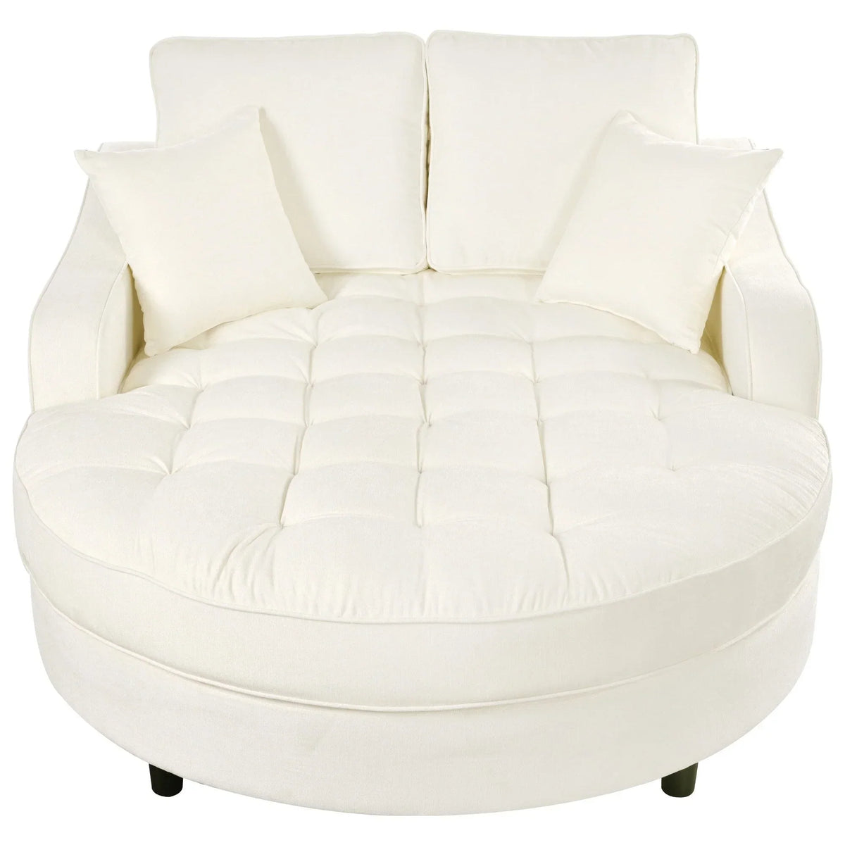Divano Letto Chaise Longue in ciniglia, Divano Imbottito con Schienale Trapuntato e 2 Cuscini Rimovibili per Soggiorno