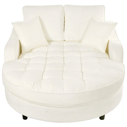 Divano Letto Chaise Longue in ciniglia, Divano Imbottito con Schienale Trapuntato e 2 Cuscini Rimovibili per Soggiorno