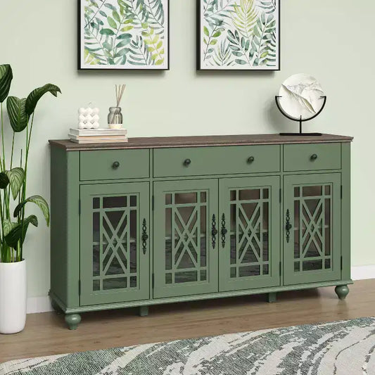 Mobile credenza a buffet in stile vintage con 63 cassetti, verde