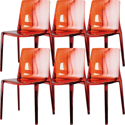 Chaise de salle à manger sans accoudoirs à dossier bas en acrylique ambre