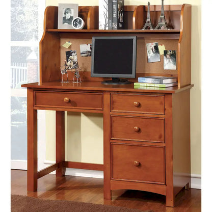 Bureau d'ordinateur Romeo Transitional de 48 pouces en bois massif à 4 tiroirs par Furniture of America