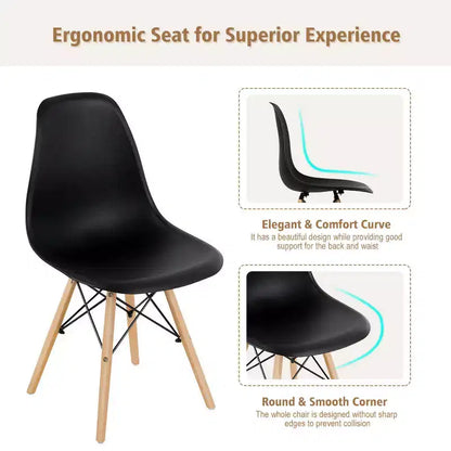 Costway Set di 4 Sedie da Pranzo Moderne Senza Braccioli per Casa e Ufficio con Gambe in Legno Bianco/Nero/Blu