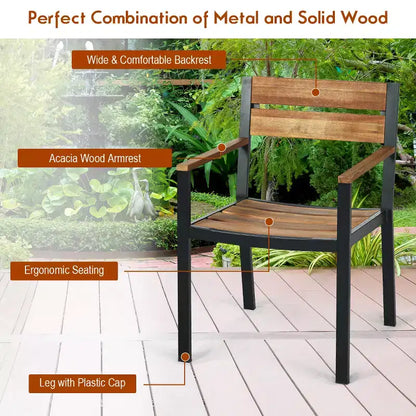 Costway Ensemble table et chaises de jardin 7 pièces en bois d'acacia breveté avec trou pour parasol