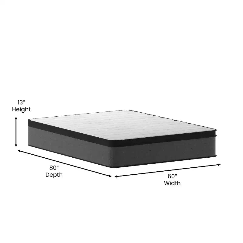 Materasso ibrido a molle insacchettate Euro Top da 13" in scatola, Queen Size