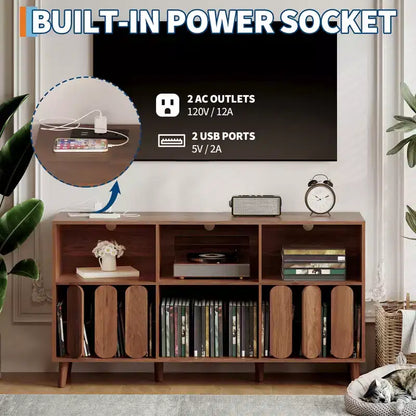 Mobile porta giradischi grande da 55", armadietto per vinili, supporto per giradischi moderno con gambe in legno, tavolino porta giradischi per camera da letto, soggiorno, ufficio