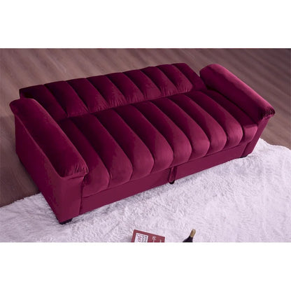 Divano letto convertibile in velluto da 82,7" con 2 cuscini
