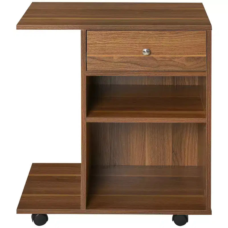 Supporto per stampante mobile con ruote, ripiano regolabile, cassetto e supporto per CPU, 68,5 cm H