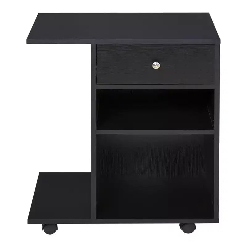 Supporto per stampante mobile con ruote, ripiano regolabile, cassetto e supporto per CPU, 68,5 cm H