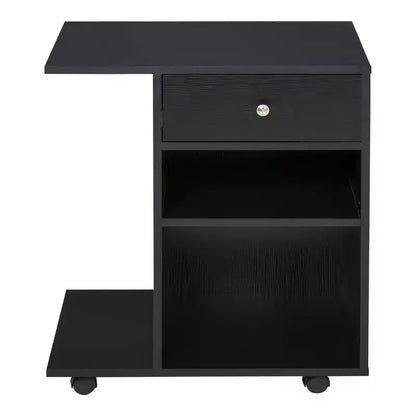 Supporto per stampante mobile con ruote, ripiano regolabile, cassetto e supporto per CPU, 68,5 cm H