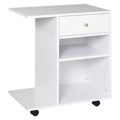 Supporto per stampante mobile con ruote, ripiano regolabile, cassetto e supporto per CPU, 68,5 cm H